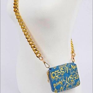 Oversized Metallic Chain Graffiti Mini Bag